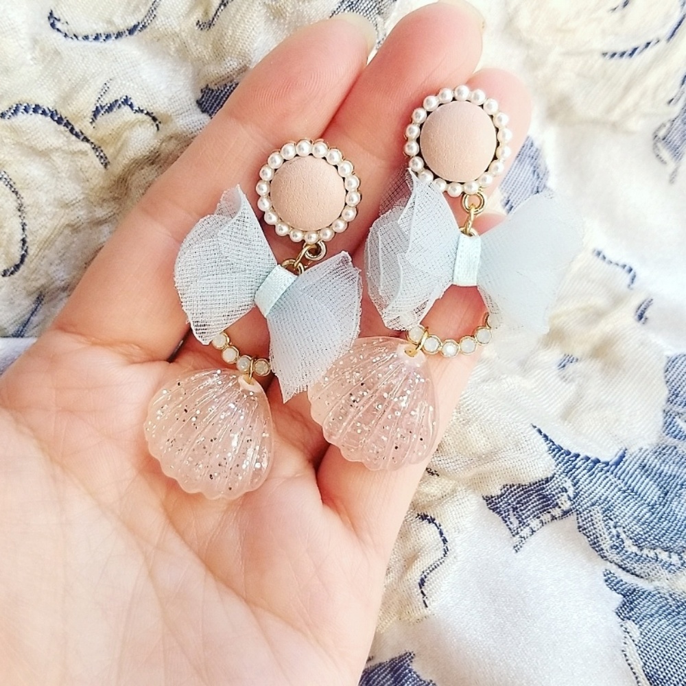 🔥LAST 1🔥NEW HANDMADE MACAROONS SHELLS EARRINGS - Picture 2 of 9